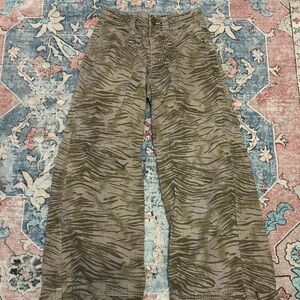 Urban Outfitters Green Zebra Print Flare Jeans